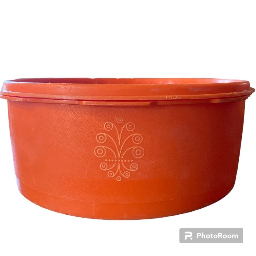 Vintage Servalier Tupperware Stacking Container, Orange, Locking Lid